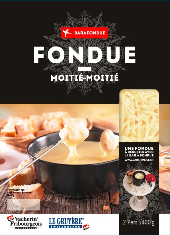 Nouvelle Fondue Barafondue moitié-moitié 400gr. Nouvelle Fondue Barafondue moitié-moitié 400gr.